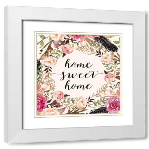 Home Sweet Home - Sq. White Modern Wood Framed Art Print with Double Matting by Moss, Tara