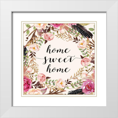 Home Sweet Home - Sq. White Modern Wood Framed Art Print with Double Matting by Moss, Tara