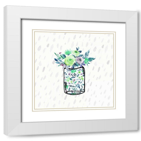 Mason Jar Florals White Modern Wood Framed Art Print with Double Matting by Moss, Tara