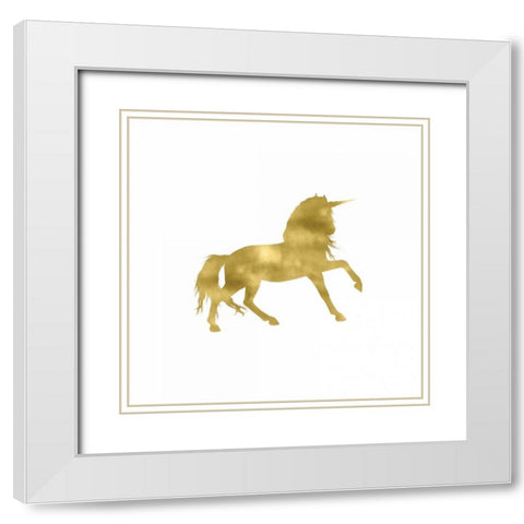 Gold Unicorn Square White Modern Wood Framed Art Print with Double Matting by Moss, Tara