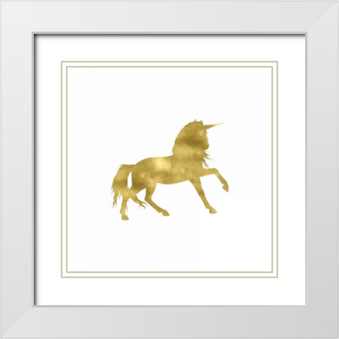 Gold Unicorn Square White Modern Wood Framed Art Print with Double Matting by Moss, Tara