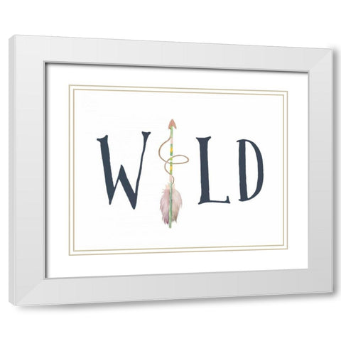 Navy and Pink Wild Arrow White Modern Wood Framed Art Print with Double Matting by Moss, Tara