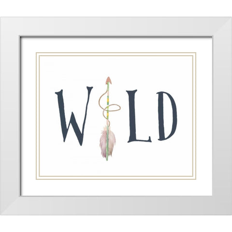 Navy and Pink Wild Arrow White Modern Wood Framed Art Print with Double Matting by Moss, Tara