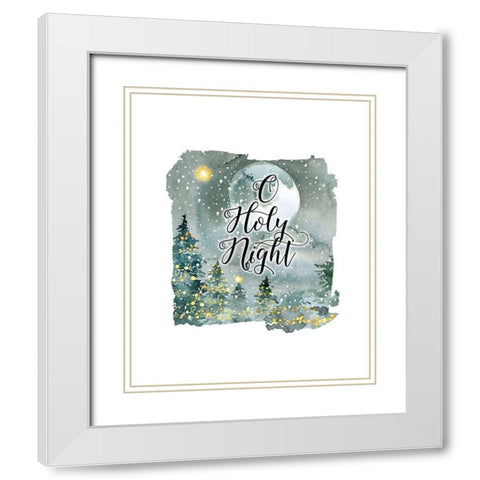 O Holy Night Watercolor White Modern Wood Framed Art Print with Double Matting by Moss, Tara