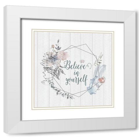 Believe White Modern Wood Framed Art Print with Double Matting by Moss, Tara