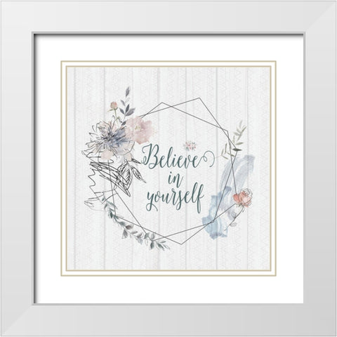 Believe White Modern Wood Framed Art Print with Double Matting by Moss, Tara