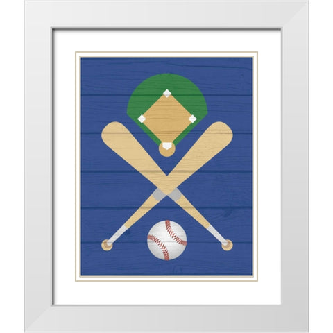 Baseball Ball White Modern Wood Framed Art Print with Double Matting by Robinson, Tamara