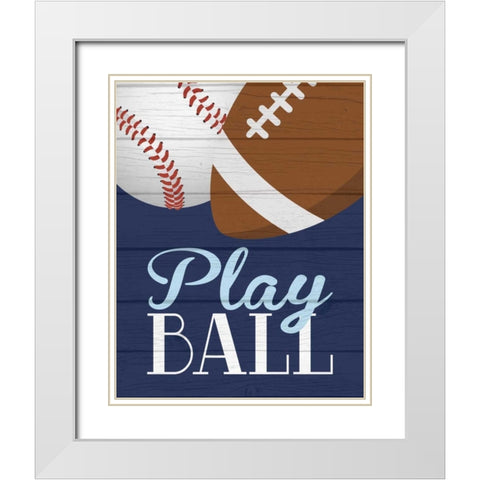 Play Ball White Modern Wood Framed Art Print with Double Matting by Robinson, Tamara