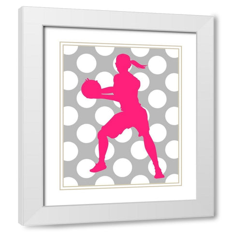 Basketball Girl White Modern Wood Framed Art Print with Double Matting by Robinson, Tamara