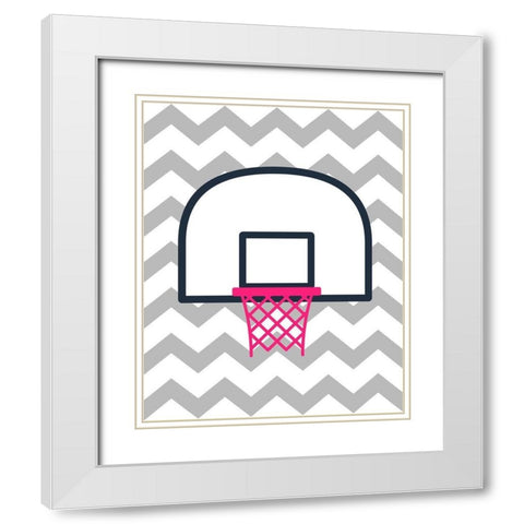 Basketball Hoop White Modern Wood Framed Art Print with Double Matting by Robinson, Tamara