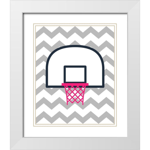 Basketball Hoop White Modern Wood Framed Art Print with Double Matting by Robinson, Tamara