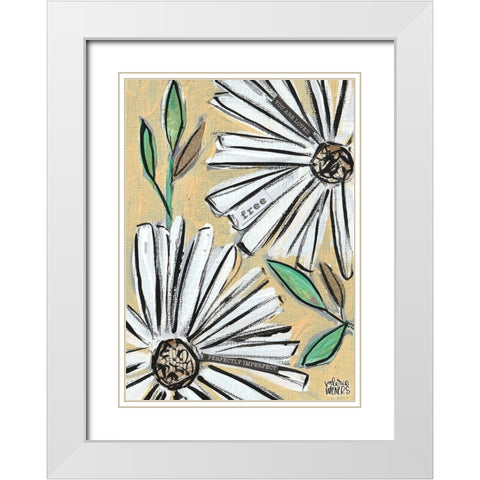Floral Collage White Modern Wood Framed Art Print with Double Matting by Wieners, Valerie