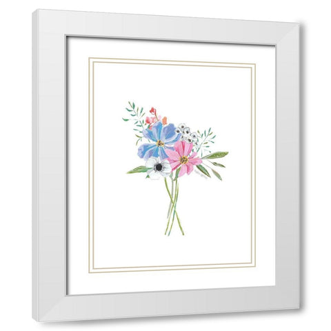 Pastel Floral II White Modern Wood Framed Art Print with Double Matting by Wieners, Valerie