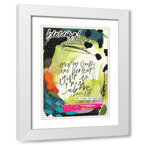 Blessings White Modern Wood Framed Art Print with Double Matting by Wieners, Valerie