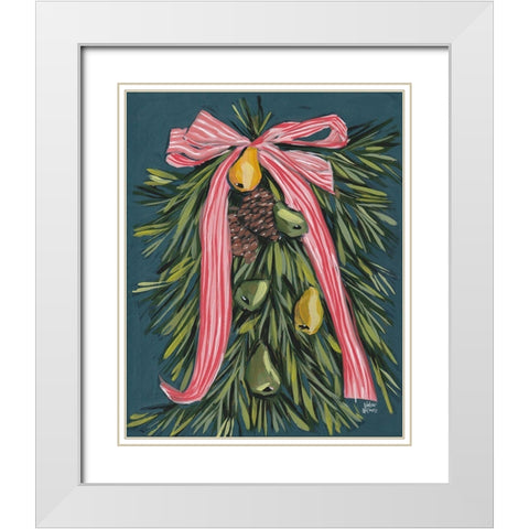 Christmas Wreath White Modern Wood Framed Art Print with Double Matting by Wieners, Valerie