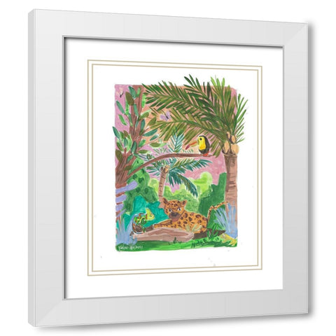 Tropical Animals I White Modern Wood Framed Art Print with Double Matting by Wieners, Valerie