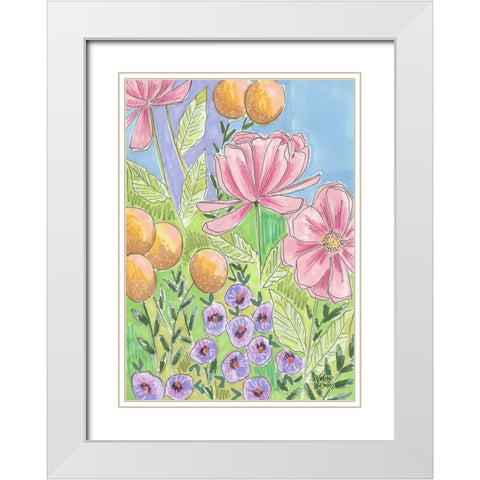Peony Set II White Modern Wood Framed Art Print with Double Matting by Wieners, Valerie