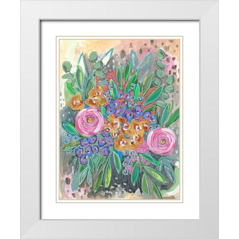 Bright Bouquet White Modern Wood Framed Art Print with Double Matting by Wieners, Valerie