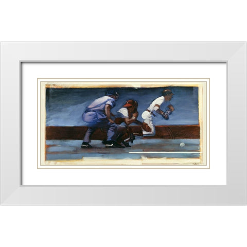 Baseball II White Modern Wood Framed Art Print with Double Matting by Yellow Cafe