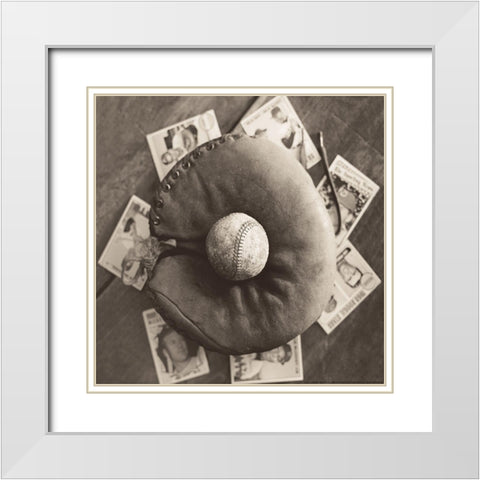 Baseball Cards White Modern Wood Framed Art Print with Double Matting by Yellow Cafe