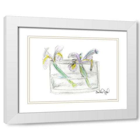 Flower II White Modern Wood Framed Art Print with Double Matting by Yellow Cafe