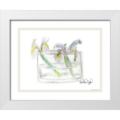 Flower II White Modern Wood Framed Art Print with Double Matting by Yellow Cafe
