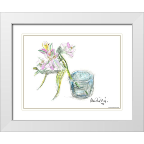 Flower III White Modern Wood Framed Art Print with Double Matting by Yellow Cafe