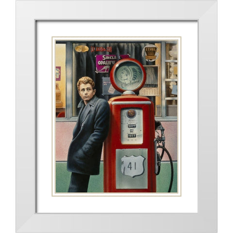 James Dean White Modern Wood Framed Art Print with Double Matting by Yellow Cafe