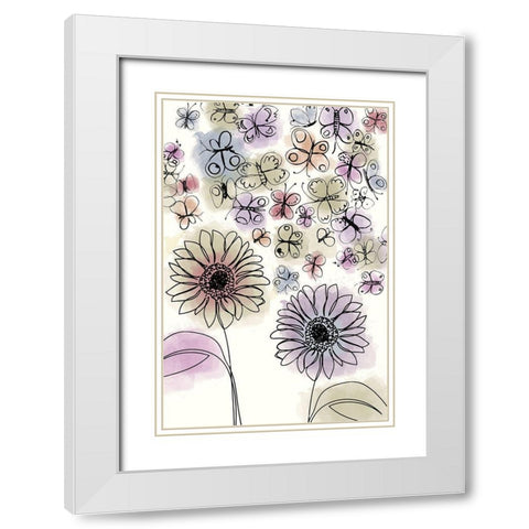 Butterfly Dance White Modern Wood Framed Art Print with Double Matting by Sommers, Mindy