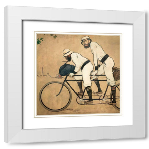 Ramon Casas and Pere Romeu on a Tandem White Modern Wood Framed Art Print with Double Matting by Casas, Ramon