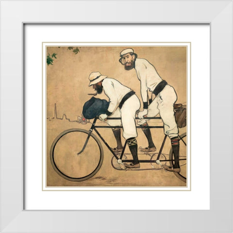 Ramon Casas and Pere Romeu on a Tandem White Modern Wood Framed Art Print with Double Matting by Casas, Ramon