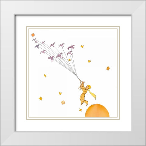 Petit Prince I White Modern Wood Framed Art Print with Double Matting by De Saint-Exupery, Antoine