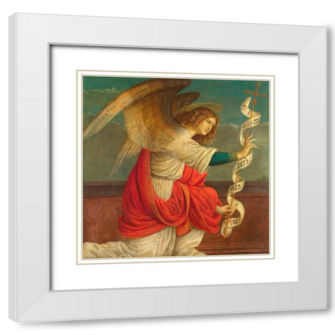 The Annunciation, The Angel Gabriel White Modern Wood Framed Art Print with Double Matting by Ferrari, Gaudenzio