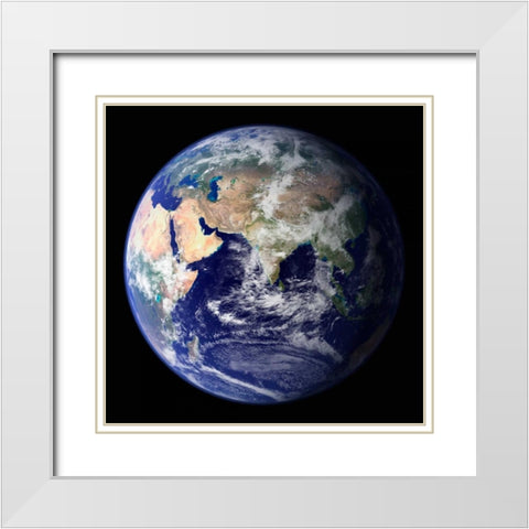 Earth View from Space (Asia) White Modern Wood Framed Art Print with Double Matting by Nasa