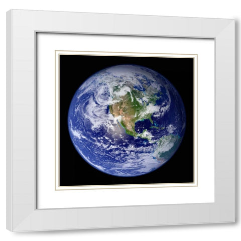 Earth View from Space (North America) White Modern Wood Framed Art Print with Double Matting by Nasa