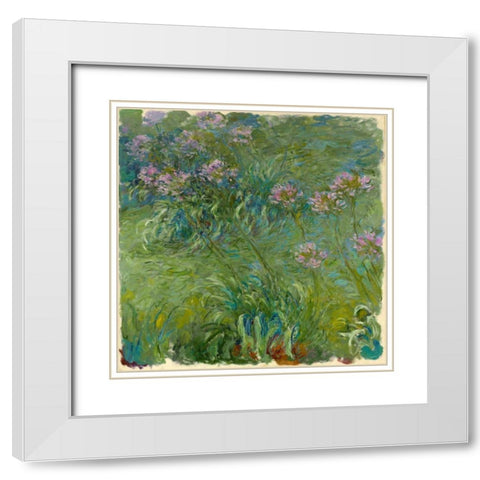 Agapanthe White Modern Wood Framed Art Print with Double Matting by Monet, Claude