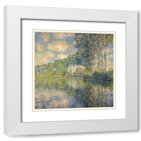 Poplars on the Epte White Modern Wood Framed Art Print with Double Matting by Monet, Claude
