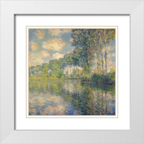 Poplars on the Epte White Modern Wood Framed Art Print with Double Matting by Monet, Claude