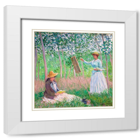 In the Woods at Giverny White Modern Wood Framed Art Print with Double Matting by Monet, Claude