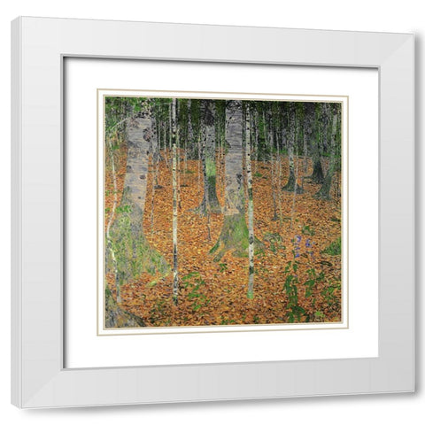The Birch Wood White Modern Wood Framed Art Print with Double Matting by Klimt, Gustav