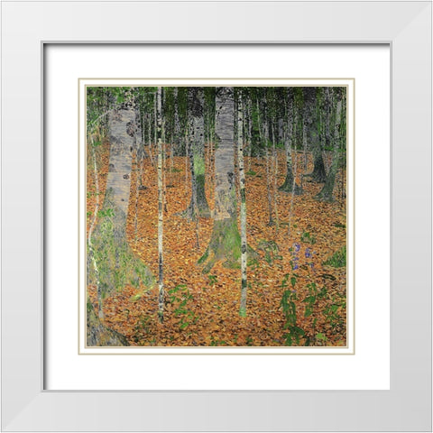 The Birch Wood White Modern Wood Framed Art Print with Double Matting by Klimt, Gustav