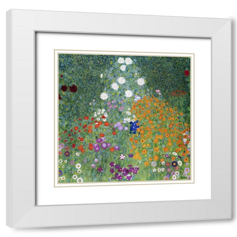 Farmers Garden White Modern Wood Framed Art Print with Double Matting by Klimt, Gustav