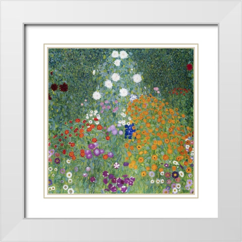 Farmers Garden White Modern Wood Framed Art Print with Double Matting by Klimt, Gustav