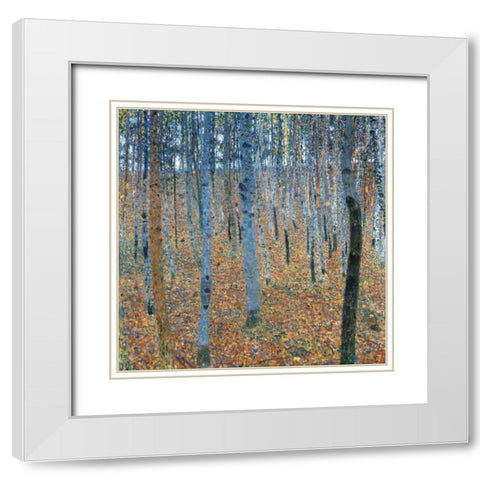 Beech Grove I White Modern Wood Framed Art Print with Double Matting by Klimt, Gustav