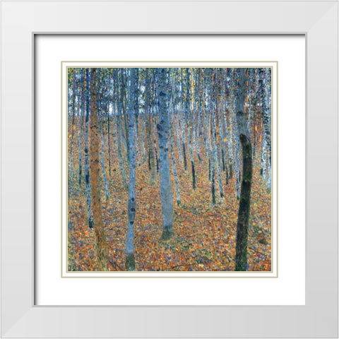 Beech Grove I White Modern Wood Framed Art Print with Double Matting by Klimt, Gustav