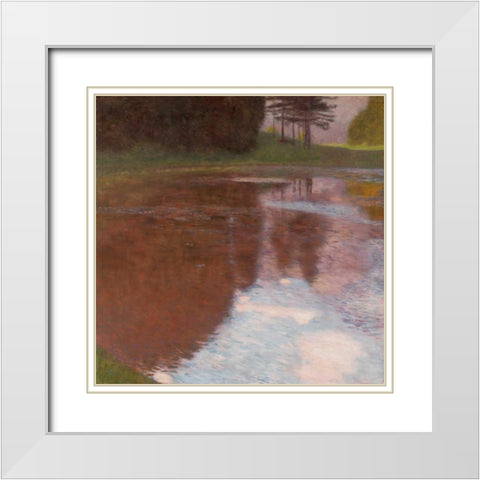 Tranquil pond near Salzburg White Modern Wood Framed Art Print with Double Matting by Klimt, Gustav