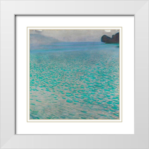 Attersee White Modern Wood Framed Art Print with Double Matting by Klimt, Gustav