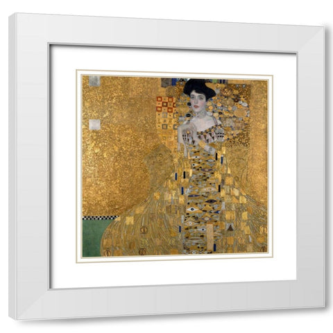 Portrait of Adele Bloch-Bauer White Modern Wood Framed Art Print with Double Matting by Klimt, Gustav