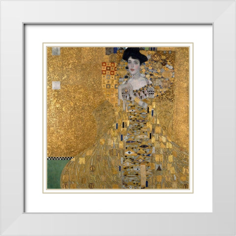 Portrait of Adele Bloch-Bauer White Modern Wood Framed Art Print with Double Matting by Klimt, Gustav