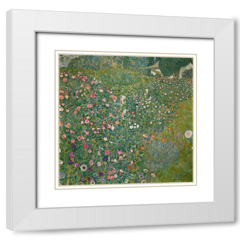Italian Garden Landscape White Modern Wood Framed Art Print with Double Matting by Klimt, Gustav